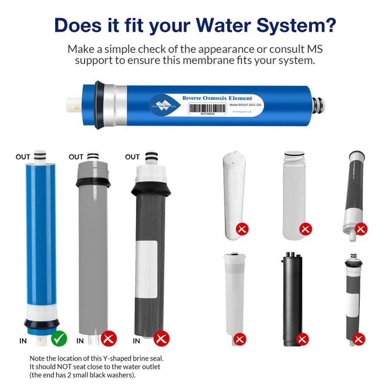 Membrane Solutions 150 GPD RO Membrane, Reverse Osmosis Membrane, RO Membrane Replacement, Reverse Osmosis Filter Replacement for Under Sink Home Drinking RO Water Purifier System (2 PACK) - Image 5